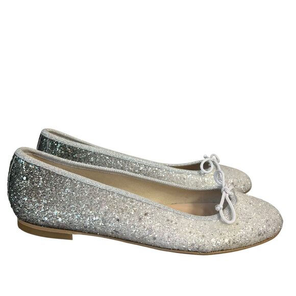 Andago Ombre Glitter Ballet Flats Womens 37/6.5M Silver Gray Bow Spain Shoes - Picture 4 of 7
